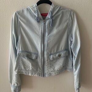 Guess light blue hooded women’s jean jacket